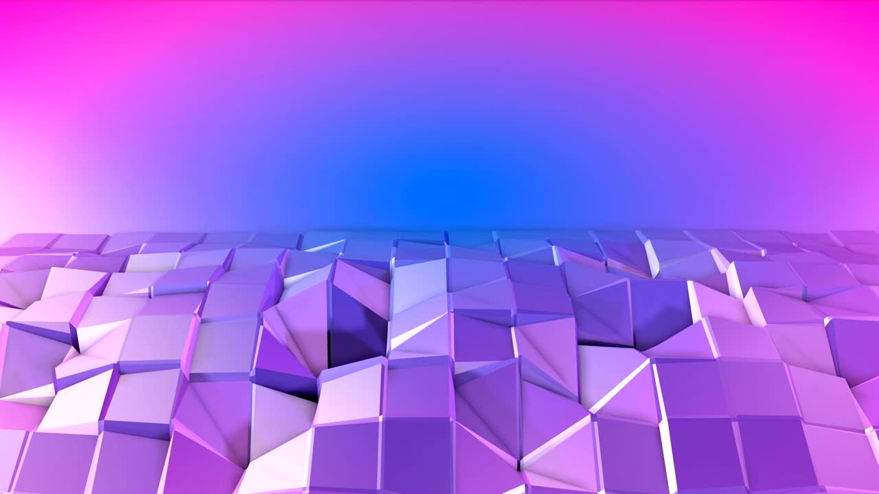 4k low poly background animation in loop. Seamless 3d animation in modern geometric low poly style with gradient colors. Creative simple background. V1 violet plane with copy space