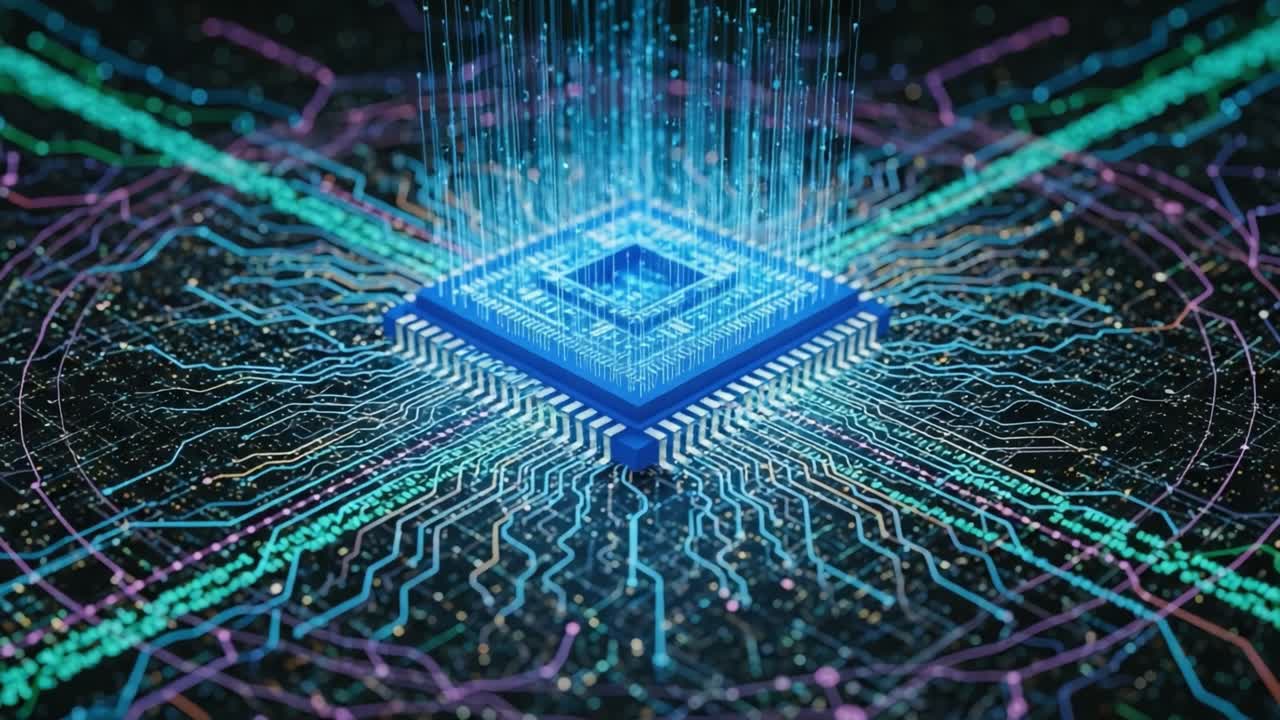 Exploring the Intricacies of Quantum Computing: A Glimpse into the Future of Technology with a Vibrant Circuit Board and Quantum Chip Visuals