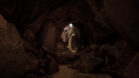 dark cave entrance with light at the end