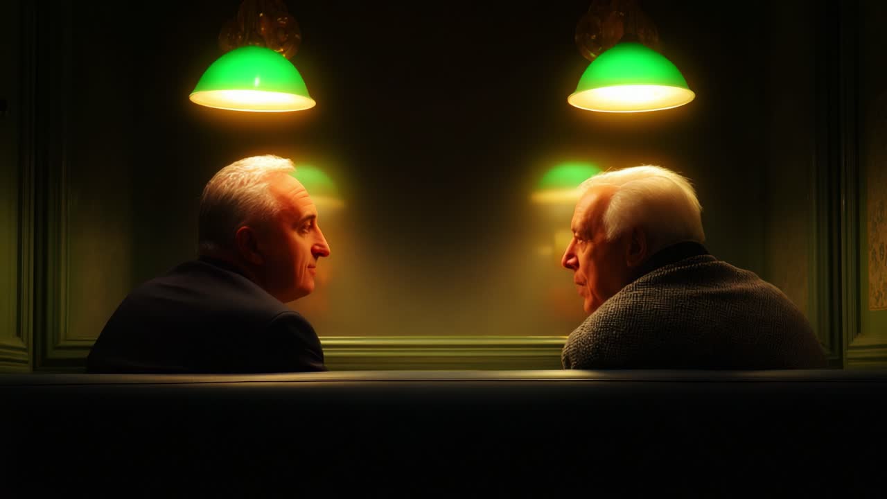 An Intimate Conversation Between Two Individuals Illuminated by Warm Green Lighting, Capturing a Moment of Connection and Reflection in a Cozy Setting That Invites Deep Dialogue and Understanding