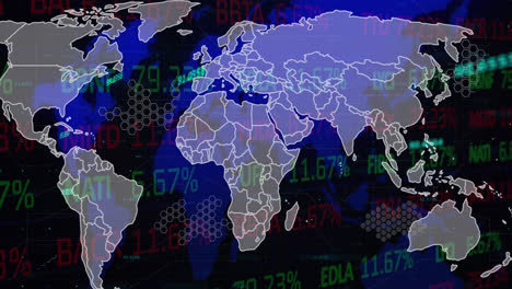 animation of financial data processing over world map