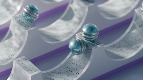 abstract geometric design with blue and silver spheres