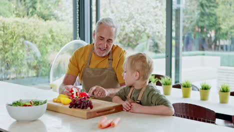 grandfather and grandson cooking together