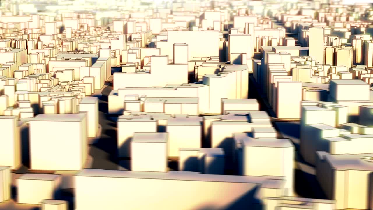 와이어프레임 시티의 루프 가능한 공중 사진