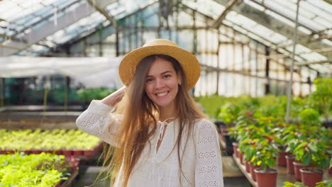 woman in a greenhouse