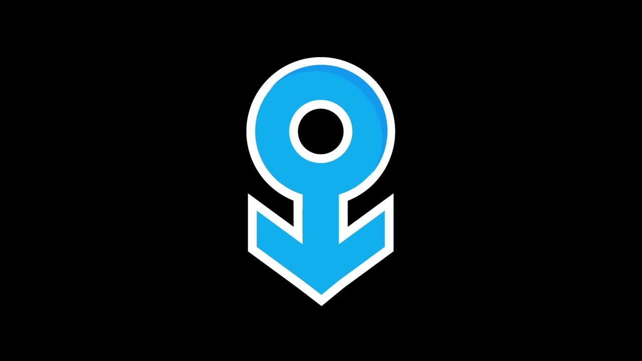 A glowing blue male symbol rotates smoothly on a dark background, emitting soft pulses and light streaks, symbolizing strength, energy, and focus in a sleek, modern motion