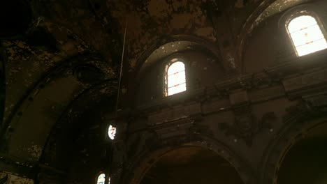 dilapidated walls of the burnt saint-eusèbe-de-verceil church in montreal, canada. low angle shot