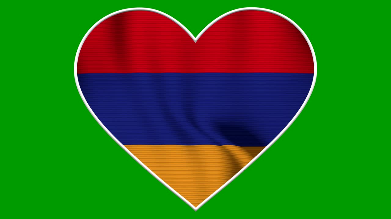 Armenia Heart Love Flag Loop - Realistic 4K flag waving in the wind. Seamless loop with highly detailed fabric texture