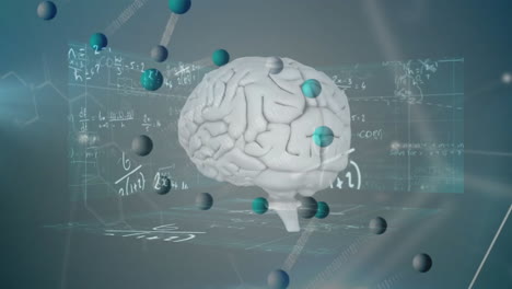 animación de cadena de adn, cerebro humano y procesamiento de datos