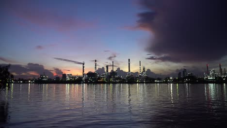 oil refinery factory at sunrise. 4k