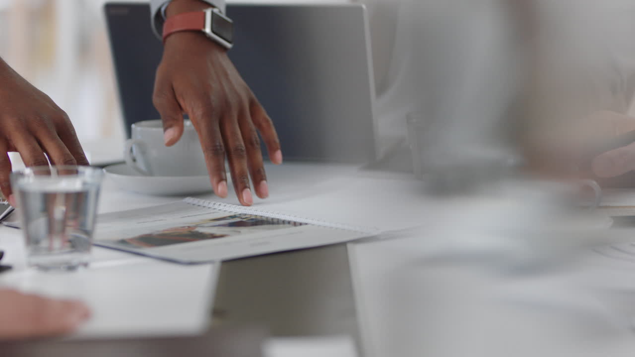 corporate business team meeting african american businessman brainstorming with colleagues discussing project strategy sharing ideas in office