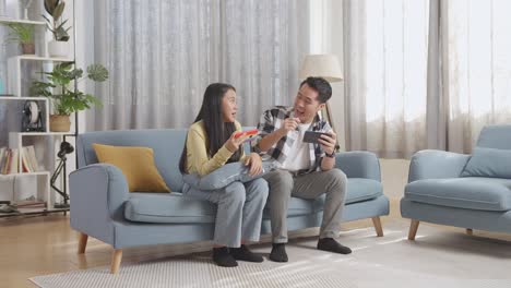 family playing games at home