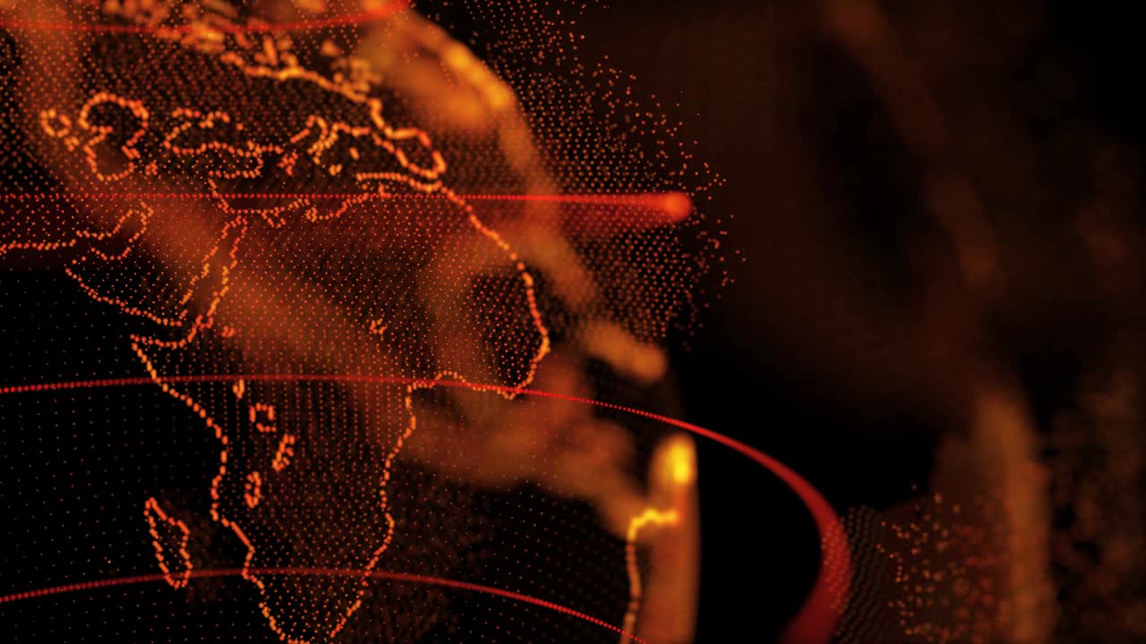 el planeta tierra digital hud partículas girando animación de bucle con alfa.