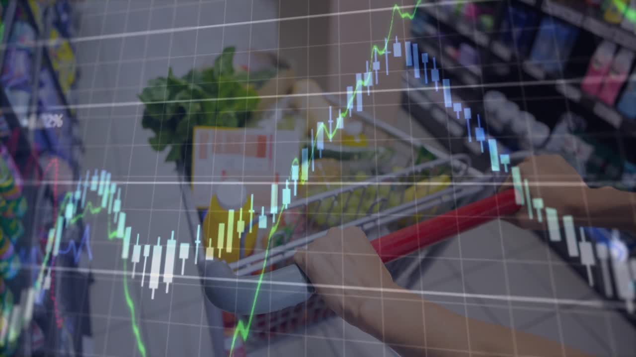 animación del procesamiento de datos financieros a través del carrito de compras