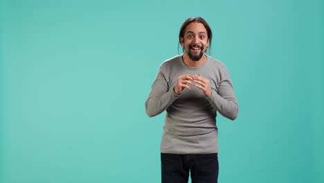 upset person in disagreement with mate, pointing finger