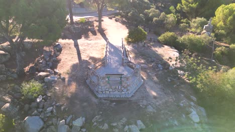 aerial pull shot reveals andalusian green woodland environment sierra de andujar