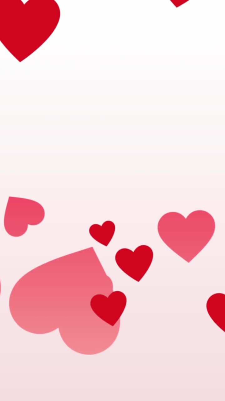 Animazione di icone a forma di cuore rosse che fluttuano su spazio per il testo su sfondo bianco