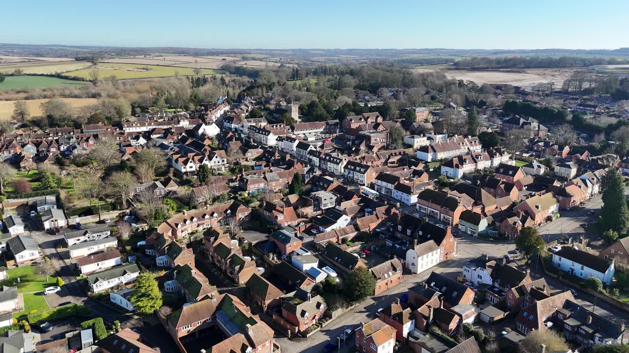 Alresford Market Town Hampshire UK high angle aerial