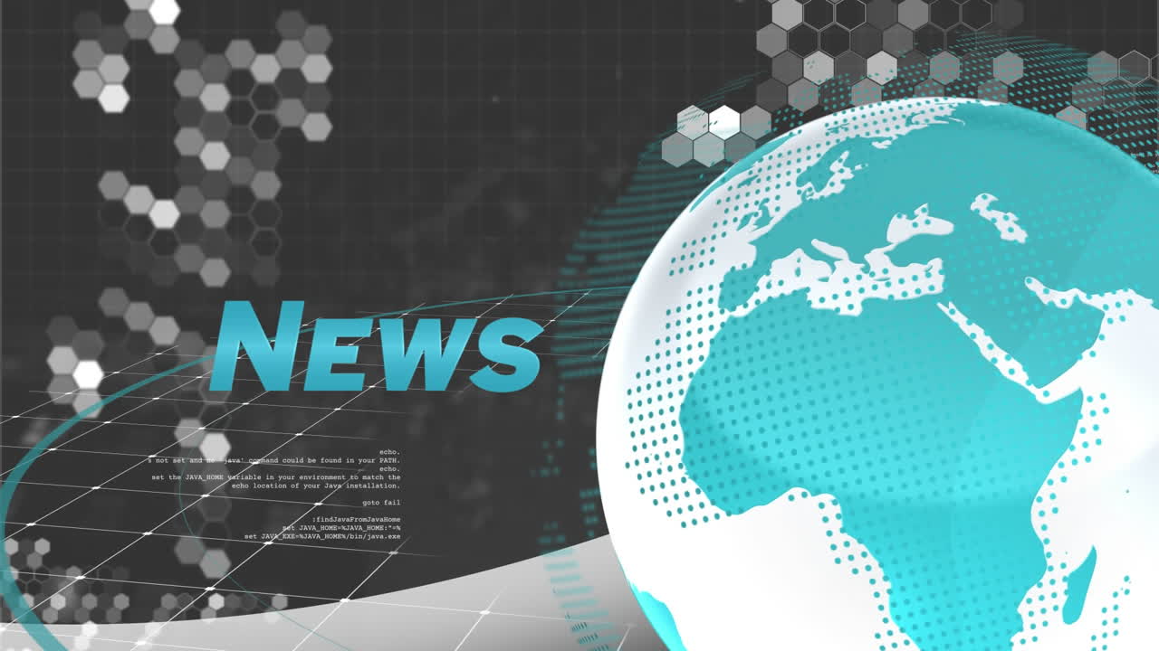 데이터 처리 및 도시 풍경 위의 지구의 애니메이션