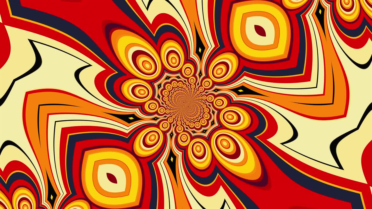 mandala con elementos a rayas de colores que forman los pétalos y círculos. renderización 3d de un fondo hipnótico generado por computadora