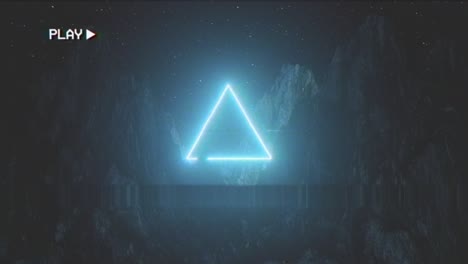 bright neon triangle among the mountains