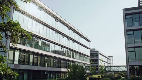 video clip scrolling down contemporary campus building with glass windows