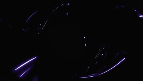 acero en movimiento y forma geométrica futurista de neón púrpura en gradiente negro