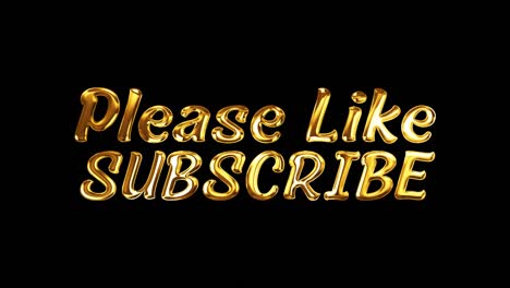 please like subscibe golden text with light glowing effect isolated with alpha channel quicktime prores 444 encode. 4k 3d rendering seamless loop light effect video cover for overlay your footage.