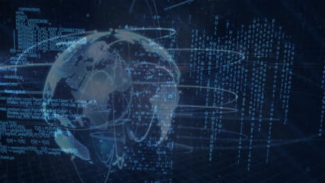 animation of globe and data on navy background