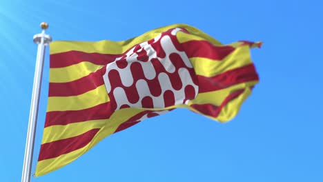 flag of the spanish city of girona in catalonia, spain - loop