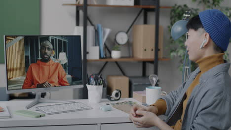 person in video call