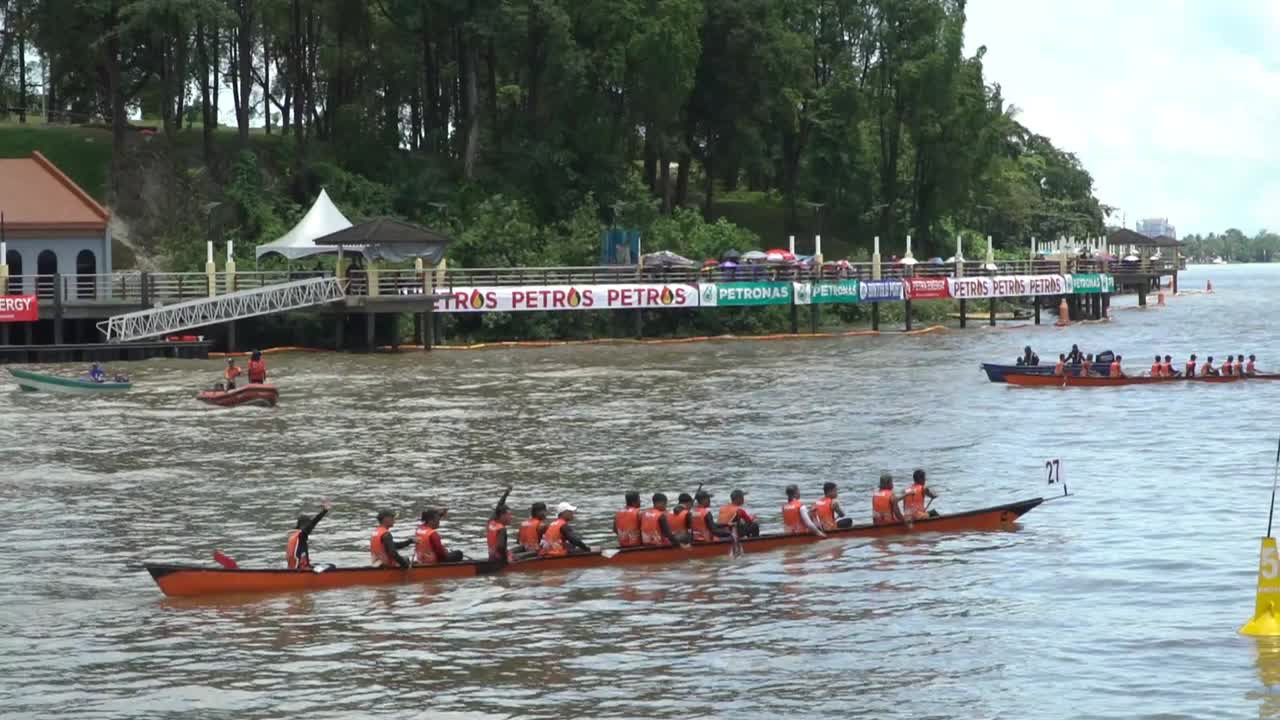 Traditional Long Boat Race Held At Kuching Water Front Every Year