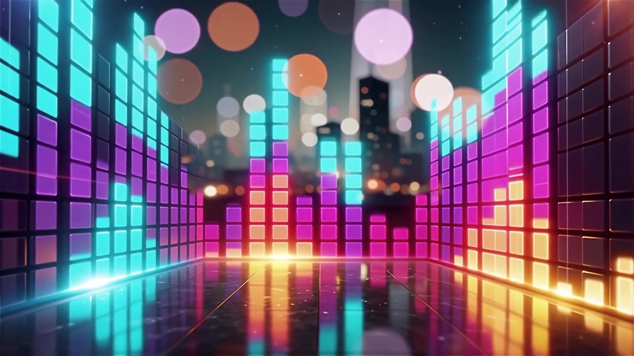 Futuristic Rainbow Neon Music Equalizer Visualizer Background