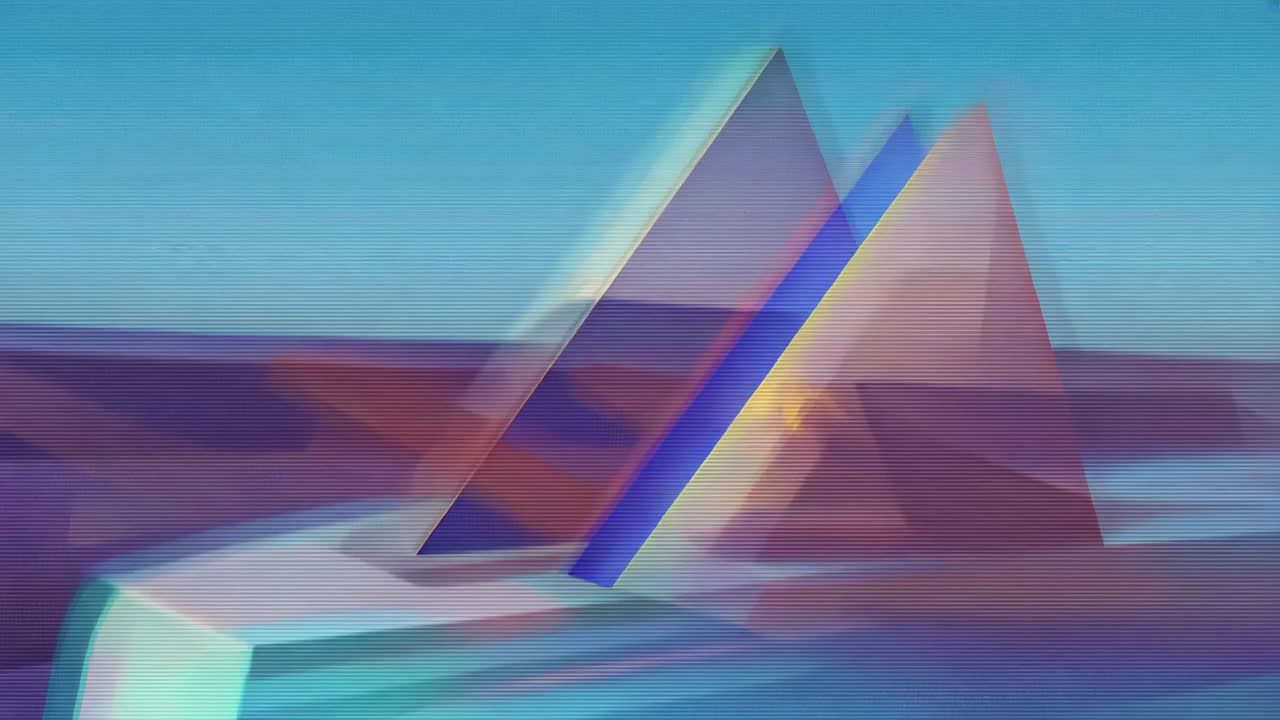 Shifting camera causing folded planes reorienting and folding in studio to form overlapping peaks