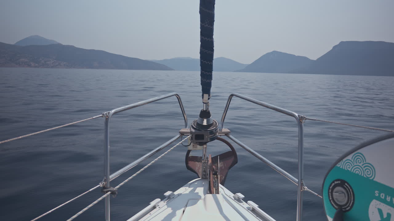 view from a yacht at sea in lefkada, greece
