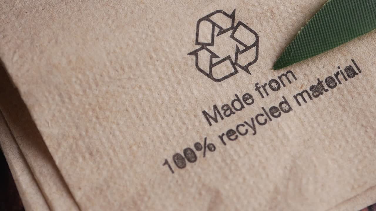 Etichetta ecologica realizzata con materiale riciclato al 100%