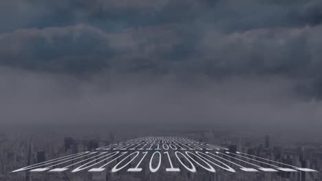 animación del procesamiento de datos sobre el paisaje urbano