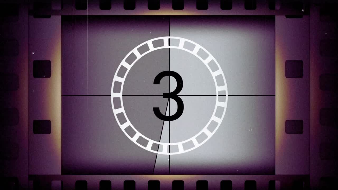 Vintage Film Countdown with Scratches and Grain