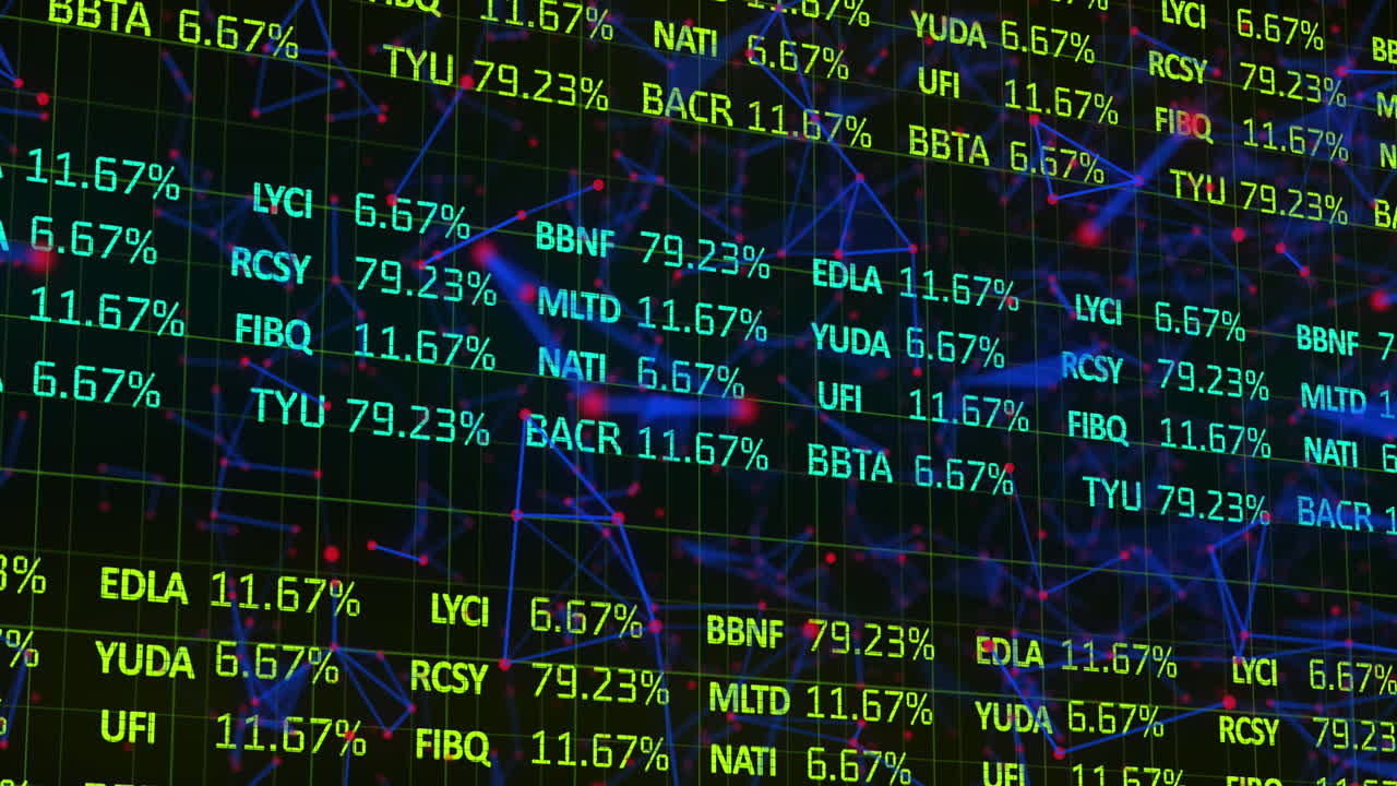 animación del procesamiento de datos financieros a través de conexiones