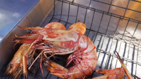 camarón tigre negro a la parrilla listo para servir en el mercado de pescado de tailandia