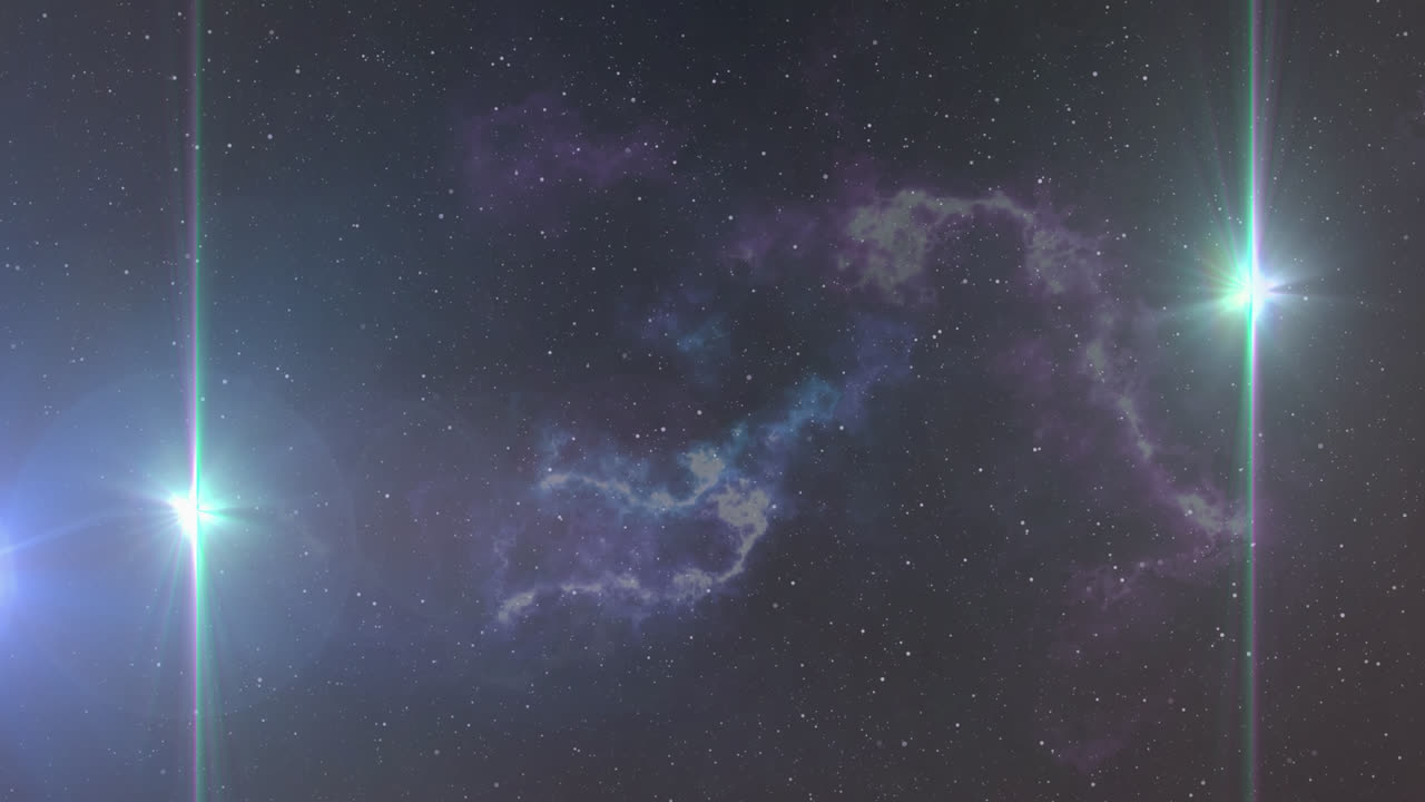 animación de estrellas brillantes y nubes en movimiento sobre el cielo de las noches oscuras