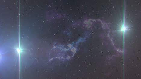 animación de estrellas brillantes y nubes en movimiento sobre el cielo de las noches oscuras