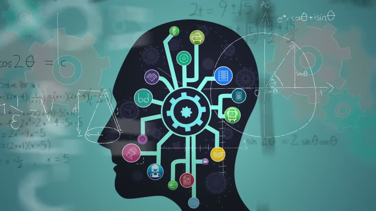 animación del cerebro con tecnología y procesamiento de datos