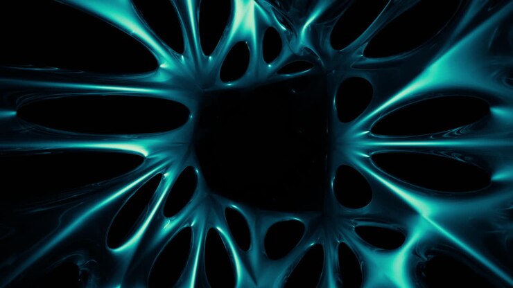 Seamless Loop of Abstract Glowing Teal Organic Tunnel