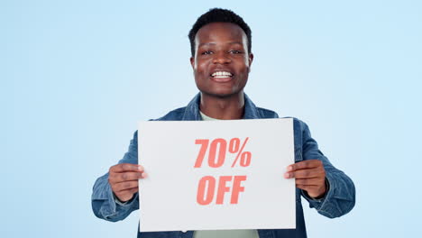 information, poster and sale with a black man