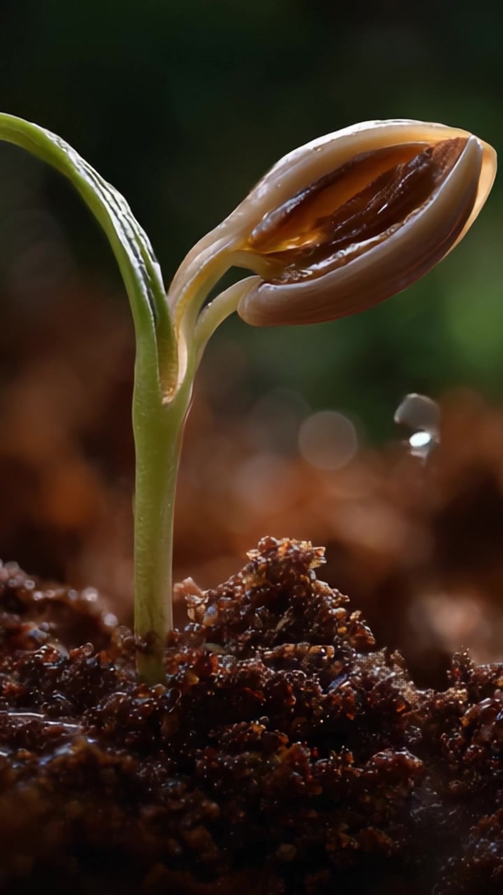 A Seed Germinates: The Intricate Journey of Life Within a Tiny Seed Sprouting Through the Rich Soil, Capturing Nature's Miracle of Growth and Renewal