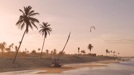 Slow-motion:-The-beach-of-Cumbuco-during-sunset