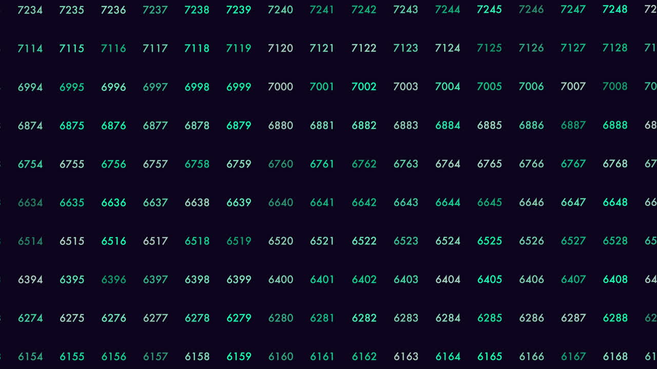 patrón de números aleatorios en filas en el espacio oscuro