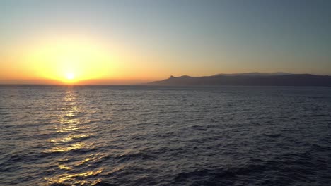 Beautiful-Golden-Hour-View-From-A-Ferry-Cruising-Over-The-mediterranean-Sea---wide-shot,-POV
