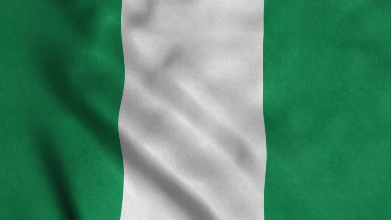 Nigerias flag vajer i vinden. Nationalflaget for Nigeria. En sømløs loop-animation af Nigerias symbol. 4K